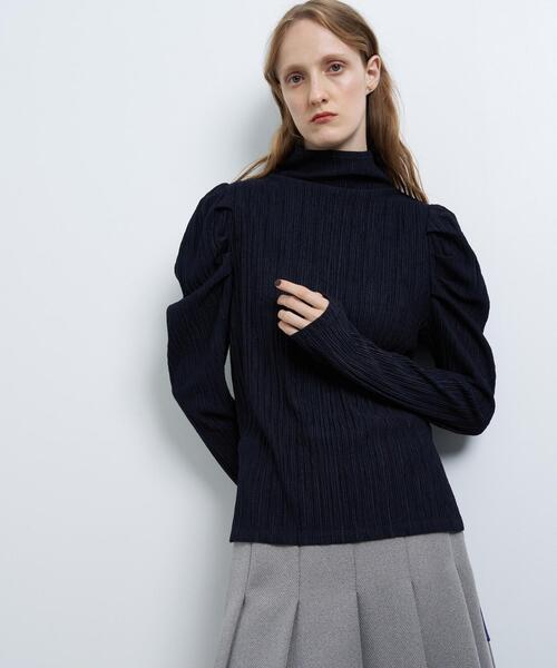 LANVIN en Bleu（ランバンオンブルー）の「ジャガードタックスリーブトップス（Tシャツ/カットソー・レディース・オフホワイト/チャコールグレー/イエロー/ネイビー・38）」の4枚目の写真