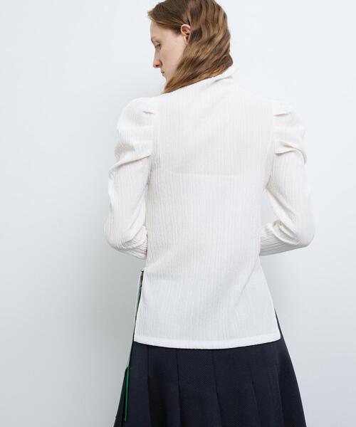 LANVIN en Bleu（ランバンオンブルー）の「ジャガードタックスリーブトップス（Tシャツ/カットソー・レディース・オフホワイト/チャコールグレー/イエロー/ネイビー・38）」の9枚目の写真