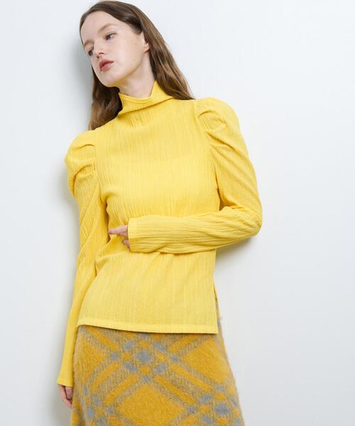 LANVIN en Bleu（ランバンオンブルー）の「ジャガードタックスリーブトップス（Tシャツ/カットソー・レディース・オフホワイト/チャコールグレー/イエロー/ネイビー・38）」の21枚目の写真