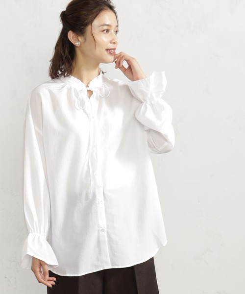 FOUND GOOD（ファウンドグッド）の「2WAYフリルブラウス/LS（シャツ/ブラウス・レディース・ホワイト系5/ベージュ/ブラック・S/M/L）」の2枚目の写真