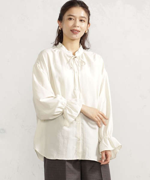 FOUND GOOD（ファウンドグッド）の「2WAYフリルブラウス/LS（シャツ/ブラウス・レディース・ホワイト系5/ベージュ/ブラック・S/M/L）」の3枚目の写真