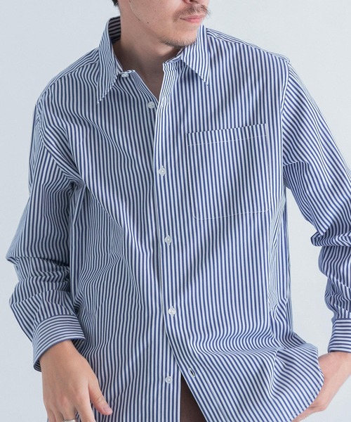 ITEMS URBANRESEARCH（アイテムズ アーバンリサーチ）の「起毛ストライプ レギュラーカラーシャツ（シャツ/ブラウス・メンズ・ブラック/ブルー・MEDIUM/LARGE）」の10枚目の写真