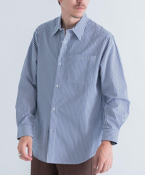 ITEMS URBANRESEARCH（アイテムズ アーバンリサーチ）の「起毛ストライプ レギュラーカラーシャツ（シャツ/ブラウス・メンズ・ブラック/ブルー・MEDIUM/LARGE）」の11枚目の写真