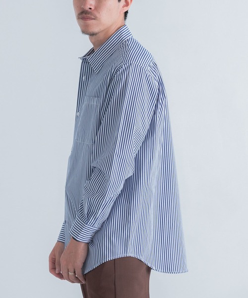 ITEMS URBANRESEARCH（アイテムズ アーバンリサーチ）の「起毛ストライプ レギュラーカラーシャツ（シャツ/ブラウス・メンズ・ブラック/ブルー・MEDIUM/LARGE）」の12枚目の写真