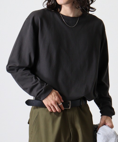 CROSS & STITCH（クロスステッチ）の「CROSS & STITCH 6.2ｵﾝｽ　オープンエンド マックスウェイトロングスリーブTシャツ（リブ有り）/長袖Ｔシャツ（Tシャツ/カットソー・メンズ・ナチュラル/ホワイト/スミクロ/ネイビー/ブルー/ダークグリーン/ストーン/ブラック/グレー/アッシュ・XXL/L/M/XXXL/XL/S）」の4枚目の写真