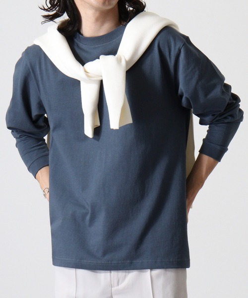 CROSS & STITCH（クロスステッチ）の「CROSS & STITCH 6.2ｵﾝｽ　オープンエンド マックスウェイトロングスリーブTシャツ（リブ有り）/長袖Ｔシャツ（Tシャツ/カットソー・メンズ・ナチュラル/ホワイト/スミクロ/ネイビー/ブルー/ダークグリーン/ストーン/ブラック/グレー/アッシュ・XXL/L/M/XXXL/XL/S）」の10枚目の写真