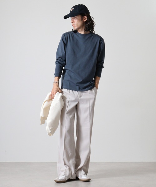 CROSS & STITCH（クロスステッチ）の「CROSS & STITCH 6.2ｵﾝｽ　オープンエンド マックスウェイトロングスリーブTシャツ（リブ有り）/長袖Ｔシャツ（Tシャツ/カットソー・メンズ・ナチュラル/ホワイト/スミクロ/ネイビー/ブルー/ダークグリーン/ストーン/ブラック/グレー/アッシュ・XXL/L/M/XXXL/XL/S）」の15枚目の写真