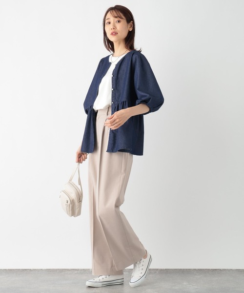 フリー【新品インポートセレクト】高級プリーツ ブルーグラデーションぺフラムスーツ GLOBAL WORK（グローバルワーク）の「快適スリットスリーブプル