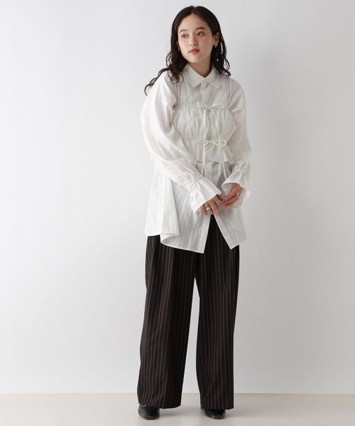 RAGEBLUE（レイジブルー）の「3WAY/リボンビスチェセットシャツチュニック（シャツ/ブラウス・レディース・ブラック/ホワイト/ブラウン・FREE）」の4枚目の写真