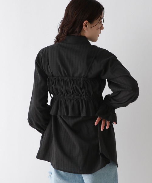 RAGEBLUE（レイジブルー）の「3WAY/リボンビスチェセットシャツチュニック（シャツ/ブラウス・レディース・ブラック/ホワイト/ブラウン・FREE）」の14枚目の写真