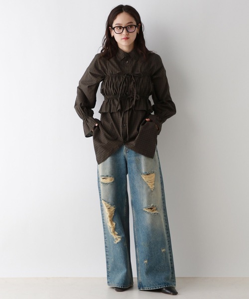 RAGEBLUE（レイジブルー）の「3WAY/リボンビスチェセットシャツチュニック（シャツ/ブラウス・レディース・ブラック/ホワイト/ブラウン・FREE）」の16枚目の写真