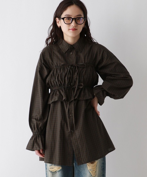 RAGEBLUE（レイジブルー）の「3WAY/リボンビスチェセットシャツチュニック（シャツ/ブラウス・レディース・ブラック/ホワイト/ブラウン・FREE）」の18枚目の写真