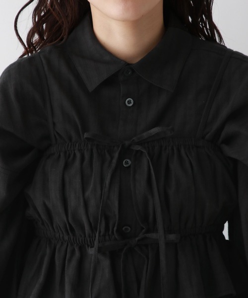 RAGEBLUE（レイジブルー）の「3WAY/リボンビスチェセットシャツチュニック（シャツ/ブラウス・レディース・ブラック/ホワイト/ブラウン・FREE）」の21枚目の写真