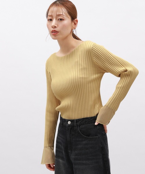 LAKOLE（ラコレ）の「12ゲージリブ袖シアープルオーバー / 116719（ニット/セーター・レディース・チャコールグレー/イエロー系その他/アイボリー/ライトブルー・MEDIUM/SMALL）」の16枚目の写真