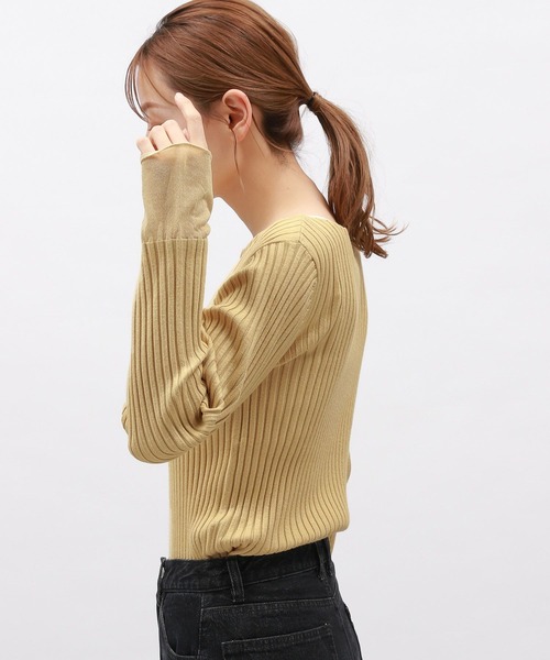 LAKOLE（ラコレ）の「12ゲージリブ袖シアープルオーバー / 116719（ニット/セーター・レディース・チャコールグレー/イエロー系その他/アイボリー/ライトブルー・MEDIUM/SMALL）」の18枚目の写真