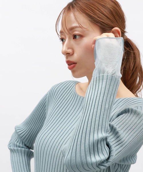 LAKOLE（ラコレ）の「12ゲージリブ袖シアープルオーバー / 116719（ニット/セーター・レディース・チャコールグレー/イエロー系その他/アイボリー/ライトブルー・MEDIUM/SMALL）」の15枚目の写真