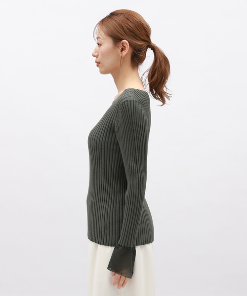 LAKOLE（ラコレ）の「12ゲージリブ袖シアープルオーバー / 116719（ニット/セーター・レディース・チャコールグレー/イエロー系その他/アイボリー/ライトブルー・MEDIUM/SMALL）」の9枚目の写真