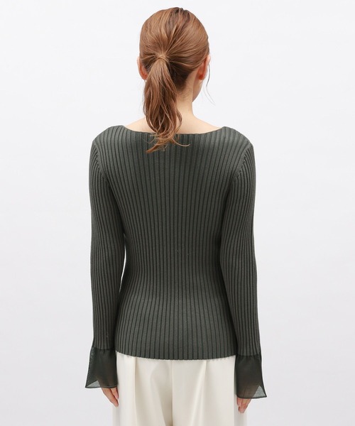 LAKOLE（ラコレ）の「12ゲージリブ袖シアープルオーバー / 116719（ニット/セーター・レディース・チャコールグレー/イエロー系その他/アイボリー/ライトブルー・MEDIUM/SMALL）」の10枚目の写真