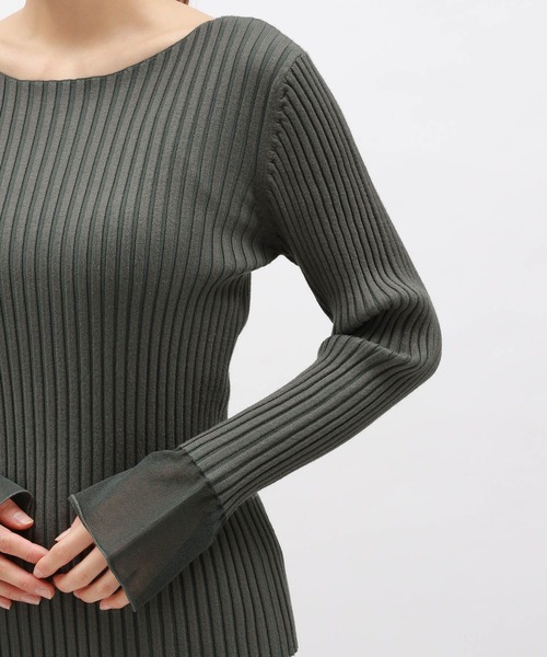 LAKOLE（ラコレ）の「12ゲージリブ袖シアープルオーバー / 116719（ニット/セーター・レディース・チャコールグレー/イエロー系その他/アイボリー/ライトブルー・MEDIUM/SMALL）」の12枚目の写真