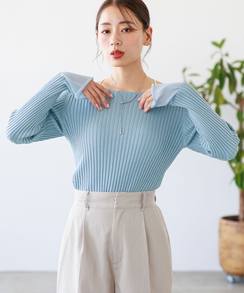 LENA LEVI セット 新色追加】LEVITAシアーVネックドルマンニットプルオーバー