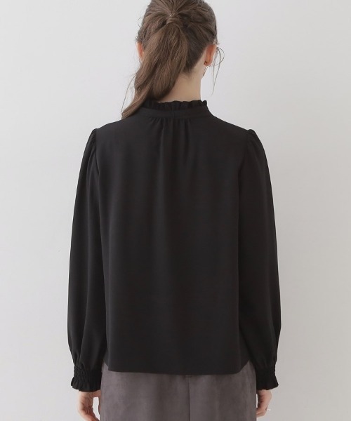 couture brooch（クチュールブローチ）の「◆【好印象なレディブラウス】タイ付きピコフリルブラウス（シャツ/ブラウス・レディース・ライトグレー/ブラック/アイボリー・38/36/40/42）」の6枚目の写真