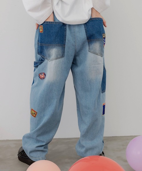 ScoLar（スカラー）の「143623：ケミカル加工orユーズドデニム風パッチワーク ペインターパンツ（デニムパンツ・レディース・グレー/ブルー・M）」の12枚目の写真