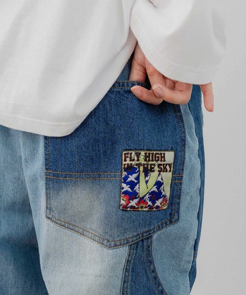 ScoLar（スカラー）の「143623：ケミカル加工orユーズドデニム風パッチワーク ペインターパンツ（デニムパンツ・レディース・グレー/ブルー・M）」の13枚目の写真