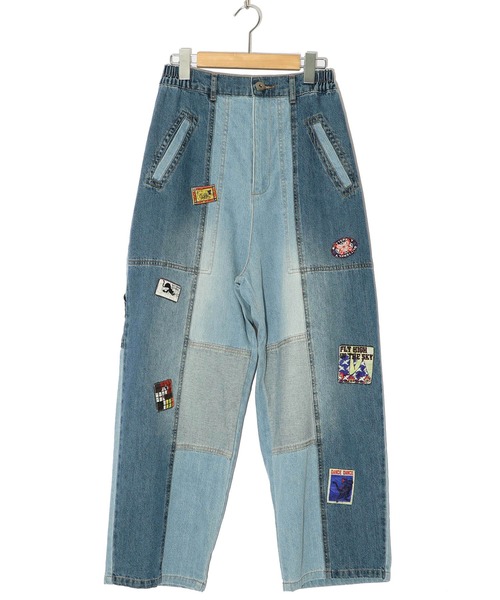 ScoLar（スカラー）の「143623：ケミカル加工orユーズドデニム風パッチワーク ペインターパンツ（デニムパンツ・レディース・グレー/ブルー・M）」の17枚目の写真