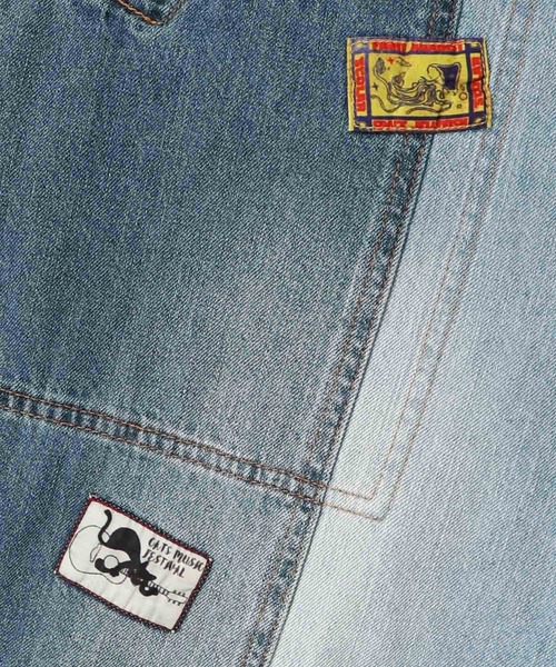 ScoLar（スカラー）の「143623：ケミカル加工orユーズドデニム風パッチワーク ペインターパンツ（デニムパンツ・レディース・グレー/ブルー・M）」の19枚目の写真