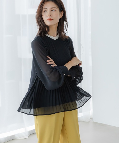 Elura(エルーラ)の「サラサラ着映えプリーツブラウス/144541(シャツ/ブラウス・レディース・ライトブルー/ブラック/ピンクベージュ/ベージュ・FREE)」の6枚目の写真