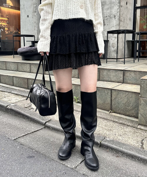 mline（エムライン）の「[mline]レーススカパン（スカート・レディース・アイボリー/ブラック/チャコールグレー・1/2）」の8枚目の写真