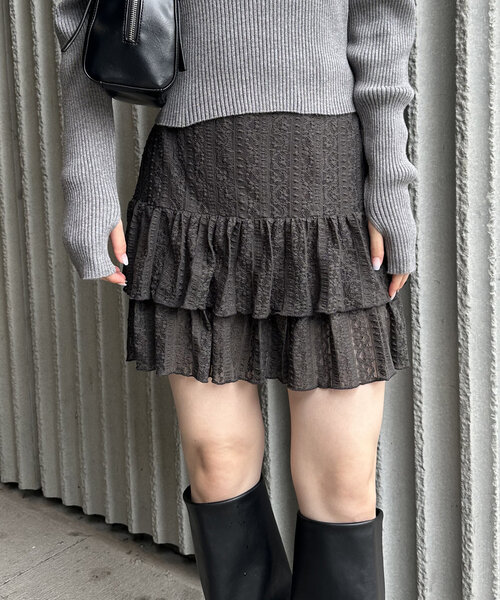 mline（エムライン）の「[mline]レーススカパン（スカート・レディース・アイボリー/ブラック/チャコールグレー・1/2）」の11枚目の写真