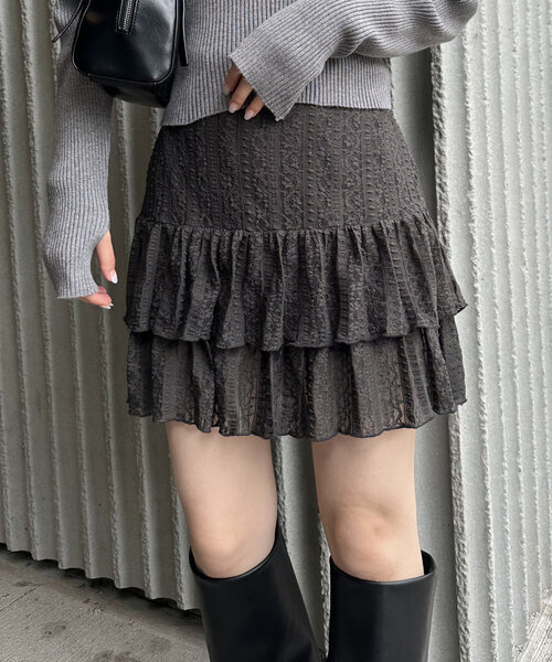 mline（エムライン）の「[mline]レーススカパン（スカート・レディース・アイボリー/ブラック/チャコールグレー・1/2）」の12枚目の写真