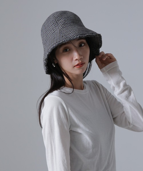 NANO universe（ナノユニバース）の「ガンクラブチェックチューリップハット（ハット・レディース・グレー/ブラウン・FREE）」の2枚目の写真