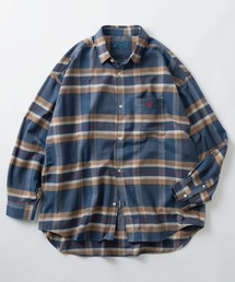 【BEVERLY HILLS POLO CLUB/ビバリーヒルズポロクラブ】ブランドロゴ ワンポイント刺繍デザイン  レギュラーカラー チェック柄ネルシャツ/長袖シャツ/ビッグシルエット
