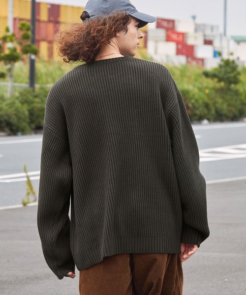 BARK MANHATTAN（バークマンハッタン）の「アンチピリング畦編みビッグシルエットクルーネックプルオーバーニット（ニット/セーター・メンズ・ワイン/ブラック/ダークグリーン/アイボリー/ネイビー/モカ/チャコール/ヘザーグレー・M/L）」の16枚目の写真