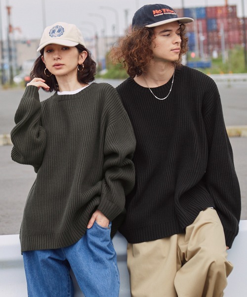 BARK MANHATTAN（バークマンハッタン）の「アンチピリング畦編みビッグシルエットクルーネックプルオーバーニット（ニット/セーター・メンズ・ワイン/ブラック/ダークグリーン/アイボリー/ネイビー/モカ/チャコール/ヘザーグレー・M/L）」の19枚目の写真