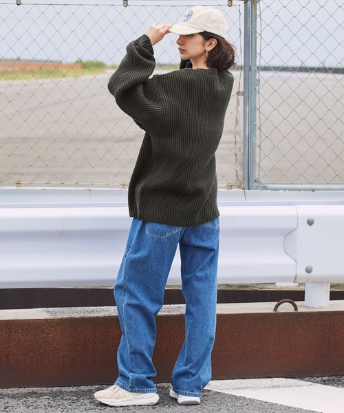 BARK MANHATTAN（バークマンハッタン）の「アンチピリング畦編みビッグシルエットクルーネックプルオーバーニット（ニット/セーター・メンズ・ワイン/ブラック/ダークグリーン/アイボリー/ネイビー/モカ/チャコール/ヘザーグレー・M/L）」の10枚目の写真