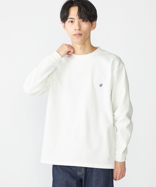 WEB限定】SHIPS:〈抗菌・防臭〉ワンポイント ロゴ バーズアイ クルー