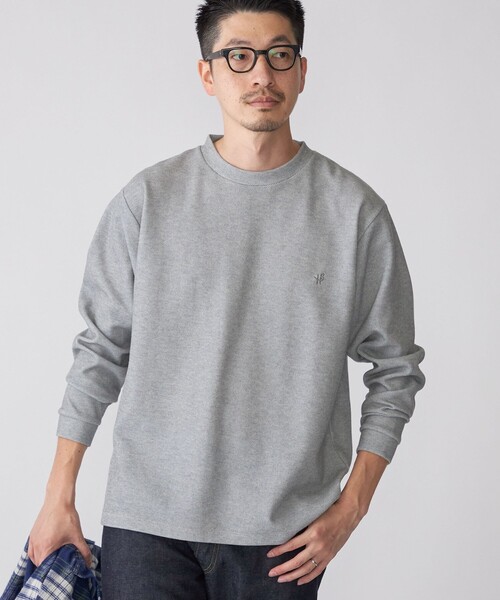 【WEB限定】SHIPS:〈抗菌・防臭〉ワンポイント ロゴ バーズアイ クルーネック 長袖 Tシャツ WEB限定】SHIPS:〈抗菌・防臭〉ワンポイント ロゴ バーズアイ