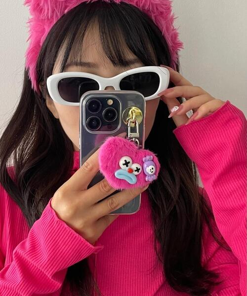 WEGO(ウィゴー)の「WEGO/ミニハートピエロモンスターぬいぐるみキーホルダー(キーホルダー・レディース・ピンク/ホワイト/グリーン系その他/オレンジ/パープル/ブラック・FREE)」の5枚目の写真