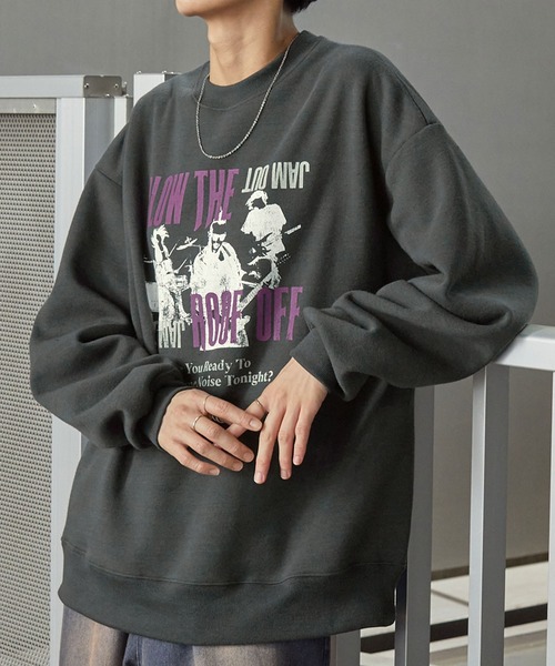 ヴィンテージライクグラフィックオーバーサイズクルーネックスウェット
