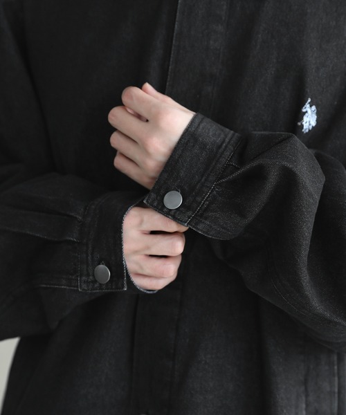 【セール】U.S. POLO ASSN.別注 ビッグシルエットショートブルゾン デニム/PU合皮（ブルゾン）｜U.S. POLO ASSN.（ユーエスポロアッスン）