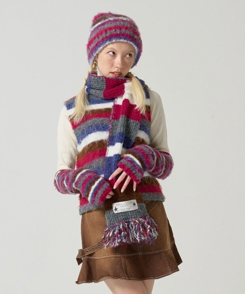 TINA：JOJUN（ティーナジョジュン）の「2024Limited Edition ニット帽 TINA：JOJUN（ニットキャップ/ビーニー・レディース・パープル/ブラウン・F）」の3枚目の写真