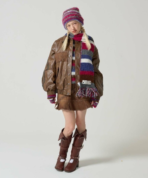 TINA：JOJUN（ティーナジョジュン）の「2024Limited Edition ニット帽 TINA：JOJUN（ニットキャップ/ビーニー・レディース・パープル/ブラウン・F）」の6枚目の写真