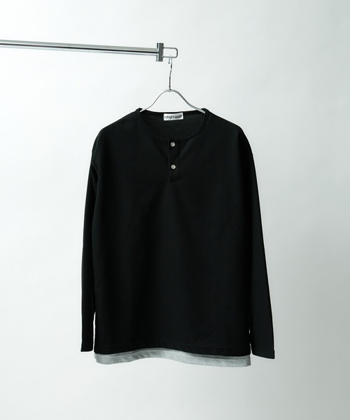 JilLA(ジルア)の「Henry Neck Long T-shirt / ヘンリーネックサーマルロングスリーブTシャツ レイヤードトップス(Tシャツ/カットソー・レディース・ブラック/グレー/ブラウン・L/M/XL)」の1枚目の写真