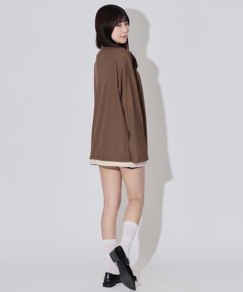 JilLA(ジルア)の「Henry Neck Long T-shirt / ヘンリーネックサーマルロングスリーブTシャツ レイヤードトップス(Tシャツ/カットソー・レディース・ブラック/グレー/ブラウン・L/M/XL)」の19枚目の写真
