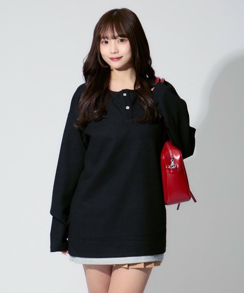 JilLA(ジルア)の「Henry Neck Long T-shirt / ヘンリーネックサーマルロングスリーブTシャツ レイヤードトップス(Tシャツ/カットソー・レディース・ブラック/グレー/ブラウン・L/M/XL)」の21枚目の写真