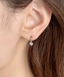 ミニフープポイントビジューピアス