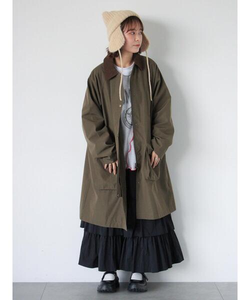 ehka sopo（エヘカソポ）の「コーデュロイ襟コート（その他アウター・レディース・ベージュ/カーキ/オリーブ・F）」の4枚目の写真
